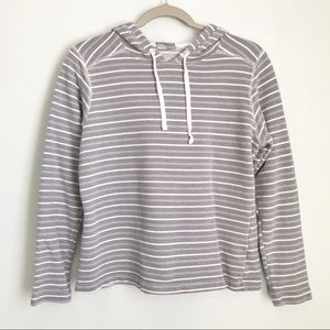 Columbia PFG Striped Knit Hoodie Sweatshirt Women’s Small Gray